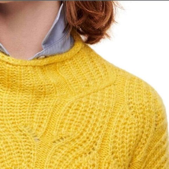 J. Crew Mock Neck Fisherman Cable Knit Lightweight Alpaca Wool Sweater Top XS - Picture 2 of 14